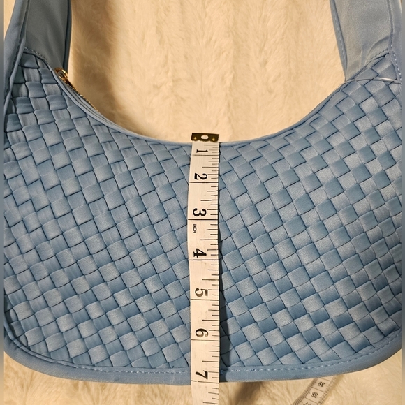 Anthropologie Woven Neoprene Shoulder Bag BLUE  7"H, 11"W, 4.5"D - Picture 10 of 15